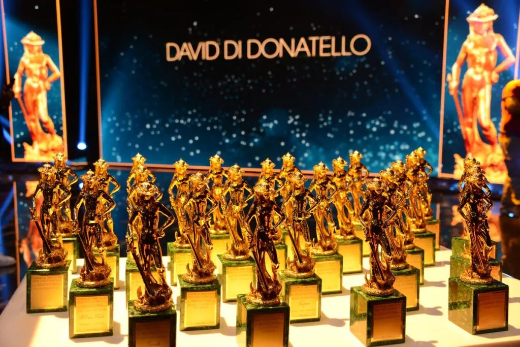 Le statuette del David di Donatello alla serata delle premiazioni.
